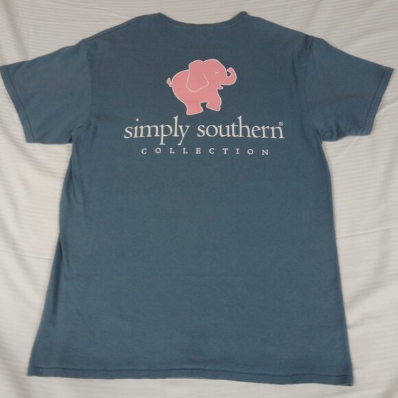 SIMPLY SOUTHERN COLLECTION PINK ELEPHANT - BLUE MEDIUM T-SHIRT K774 - Picture 1 of 5
